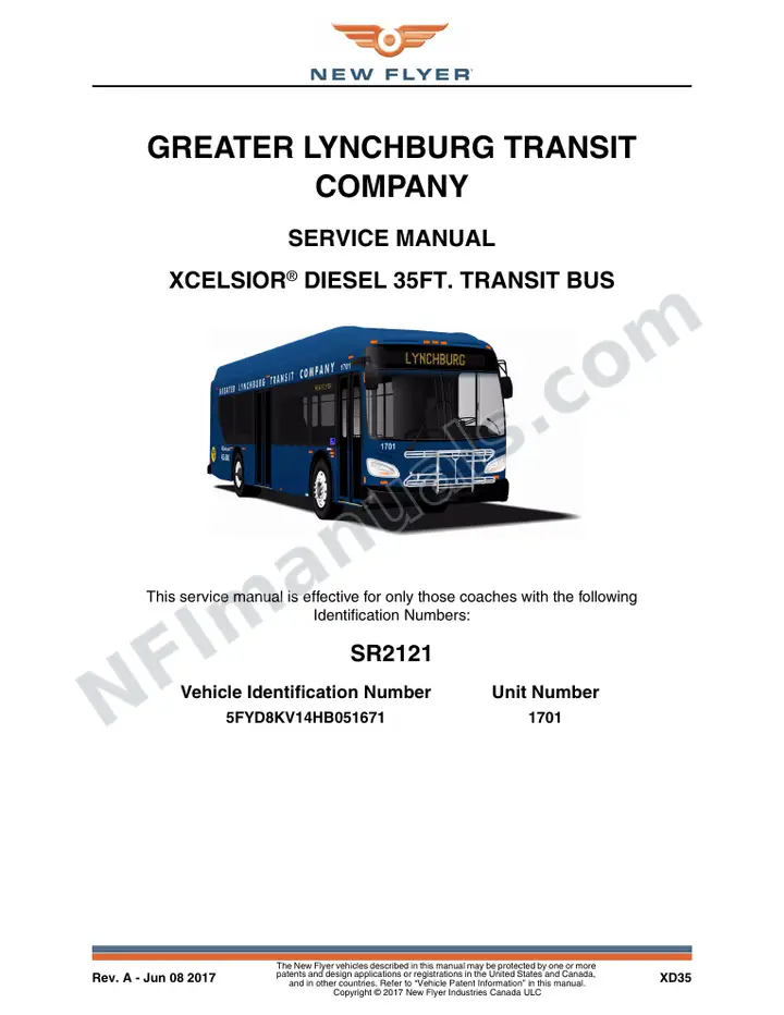 SR2121 Service Manual, Greater Lynchburg Transit Company first-page preview