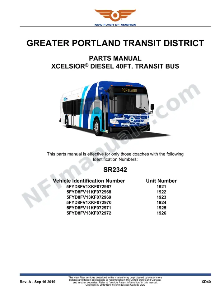SR2342 Parts Manual, Greater Portland Transit District first-page preview