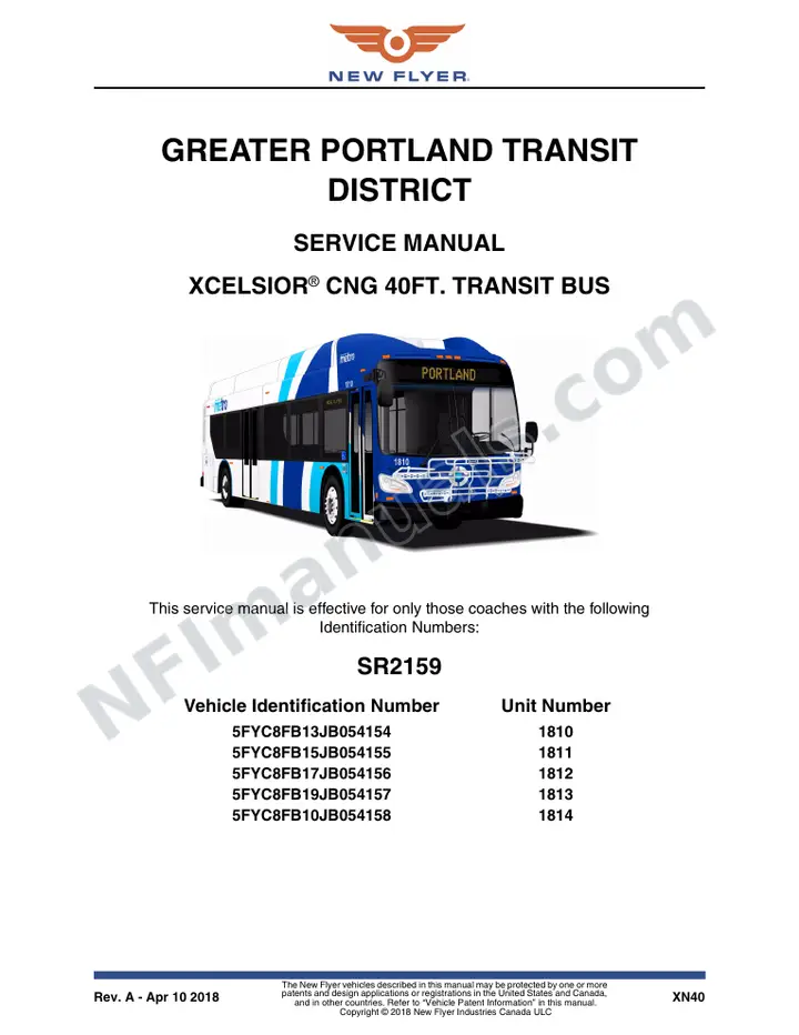 SR2159 Service Manual, Greater Portland Transit District first-page preview