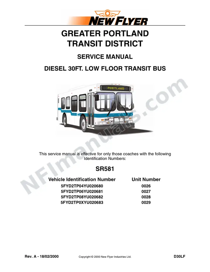 SR581 Service Manual, Greater Portland Transit District first-page preview