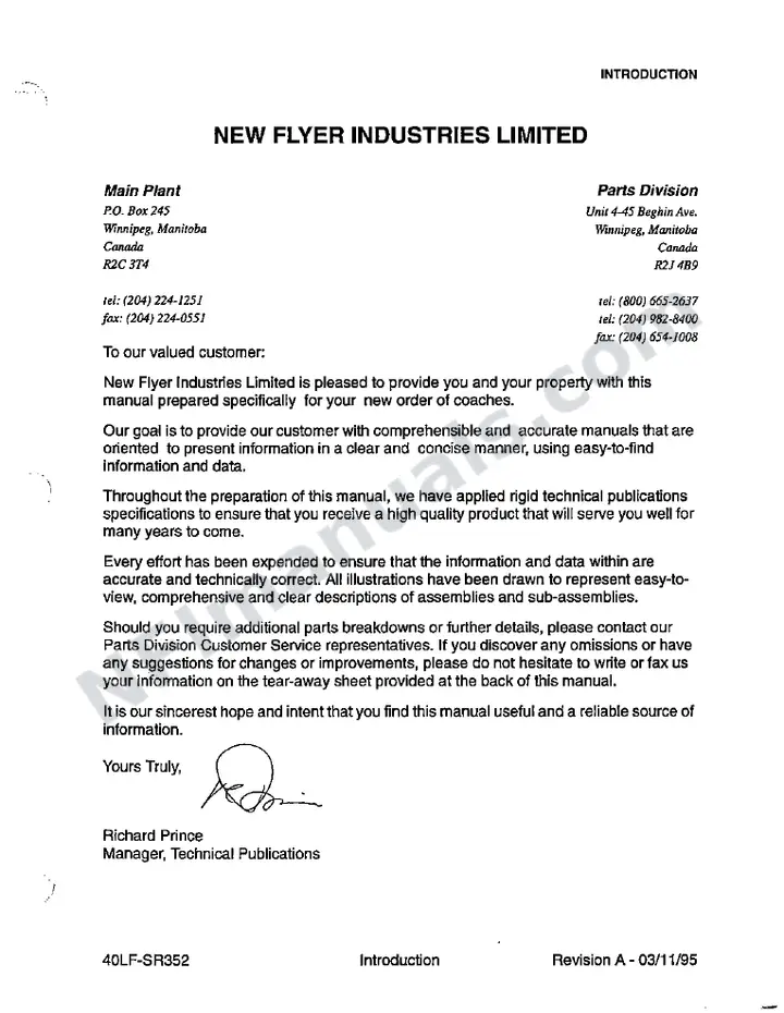 SR352 Parts Manual, Sudbury Transit first-page preview