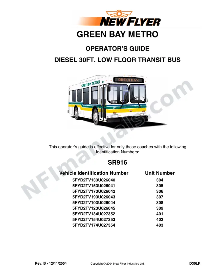 SR916 Operator's Guide, Green Bay Metro first-page preview