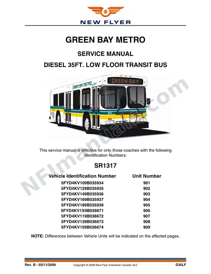 SR1317 Service Manual, Green Bay Metro first-page preview
