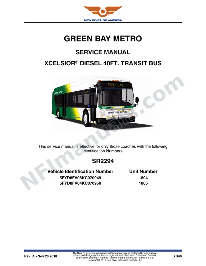 SR2294 Service Manual, Green Bay Metro first-page preview