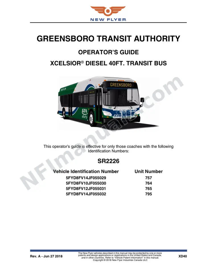 SR2226 Operator's Guide, Greensboro Transit Authority first-page preview
