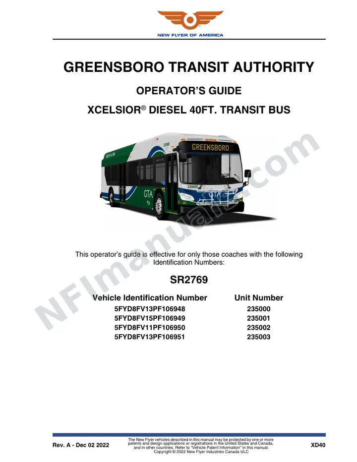SR2769 Operator's Guide, Greensboro Transit Authority first-page preview