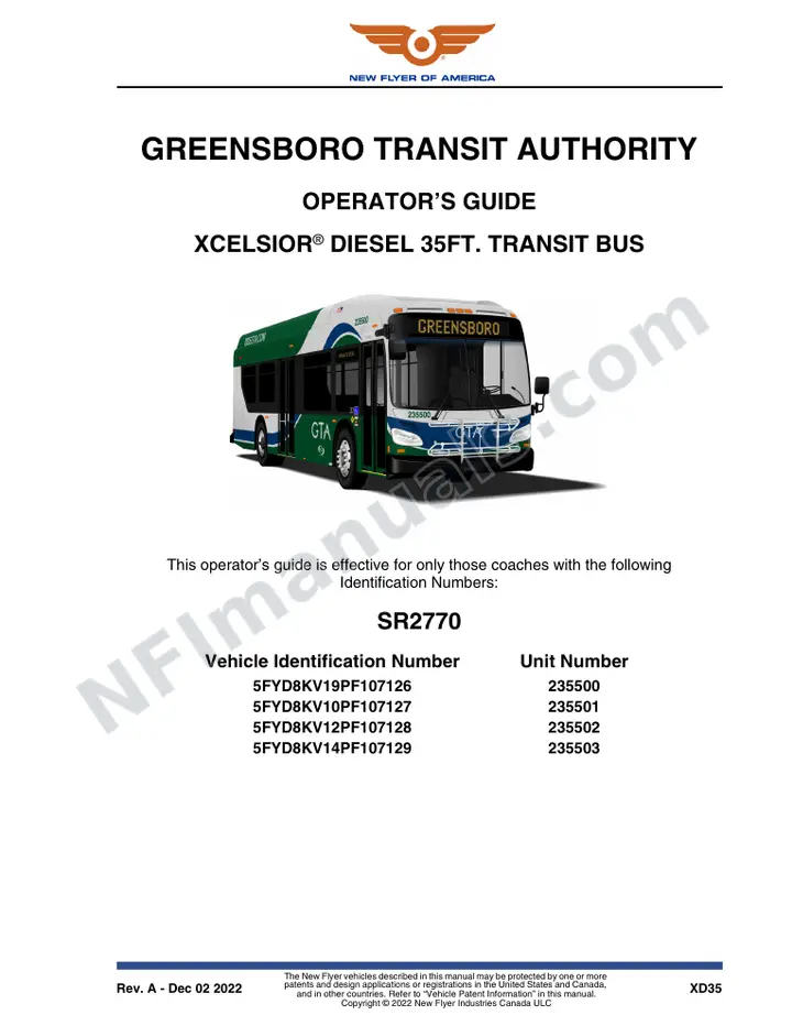 SR2770 Operator's Guide, Greensboro Transit Authority first-page preview