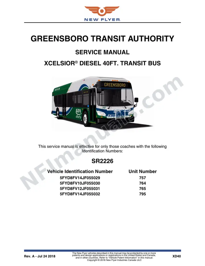 SR2226 Service Manual, Greensboro Transit Authority first-page preview