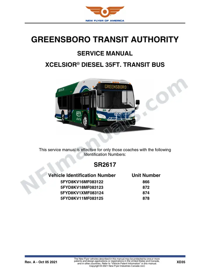 SR2617 Service Manual, Greensboro Transit Authority first-page preview