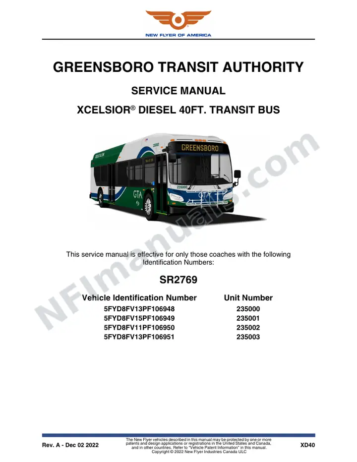 SR2769 Service Manual, Greensboro Transit Authority first-page preview