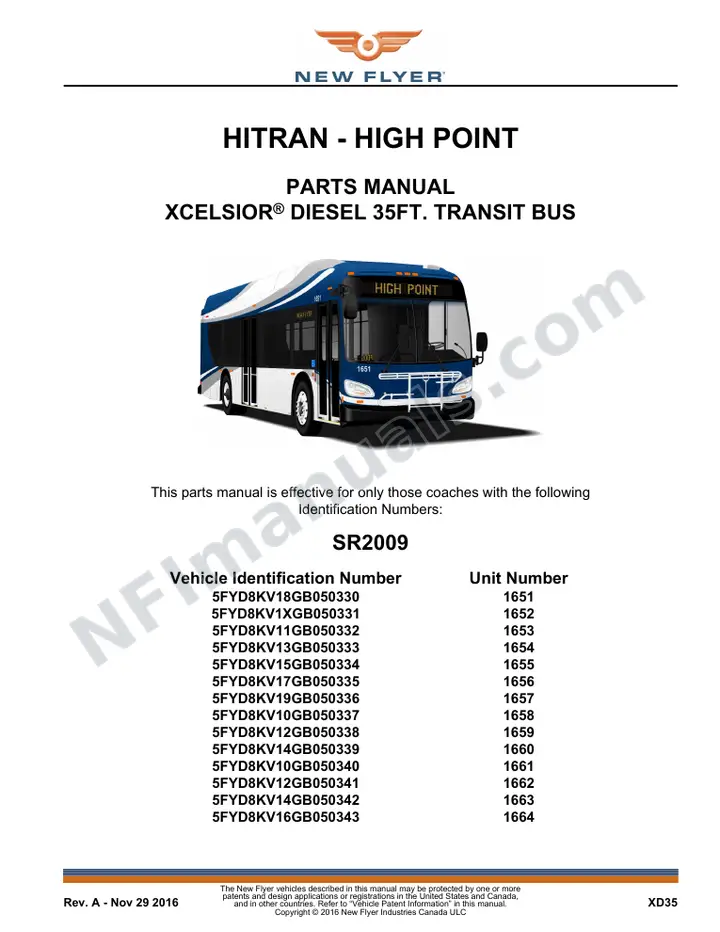 SR2009 Parts Manual, HITRAN - High Point first-page preview