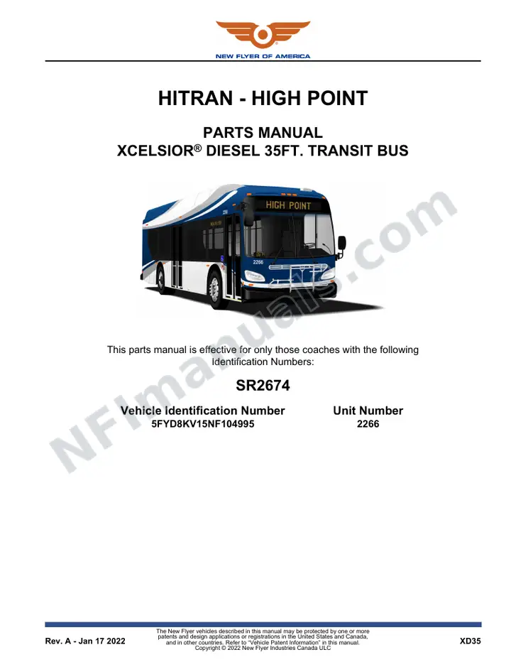 SR2674 Parts Manual, HITRAN - High Point first-page preview
