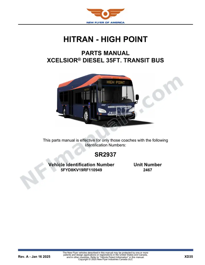 SR2937 Parts Manual, HITRAN - High Point first-page preview