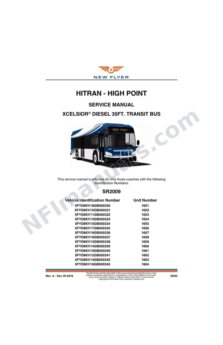 SR2009 Service Manual, HITRAN - High Point first-page preview