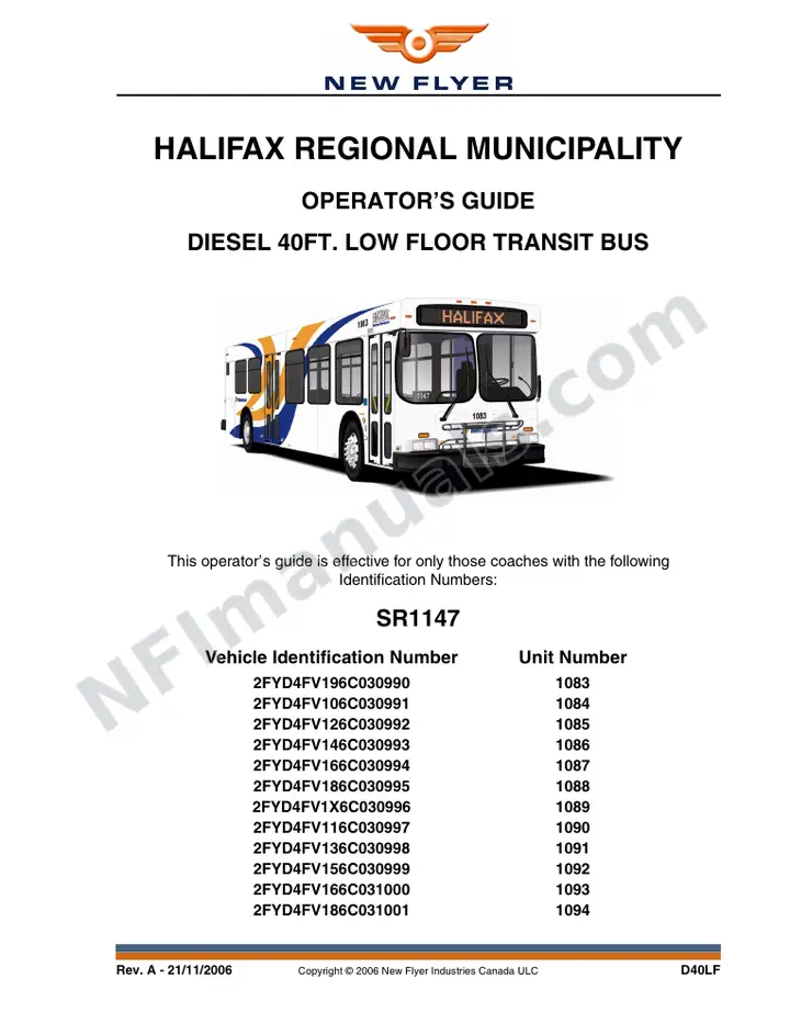 SR1147 Operator's Guide, Halifax Regional Municipality first-page preview