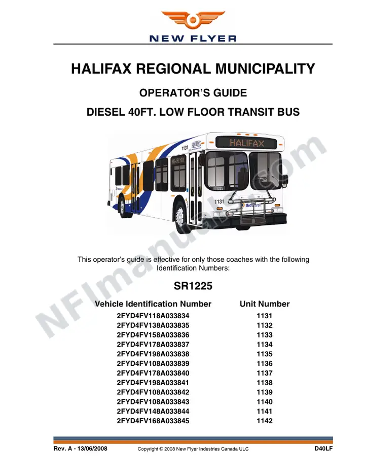 SR1225 Operator's Guide, Halifax Regional Municipality first-page preview