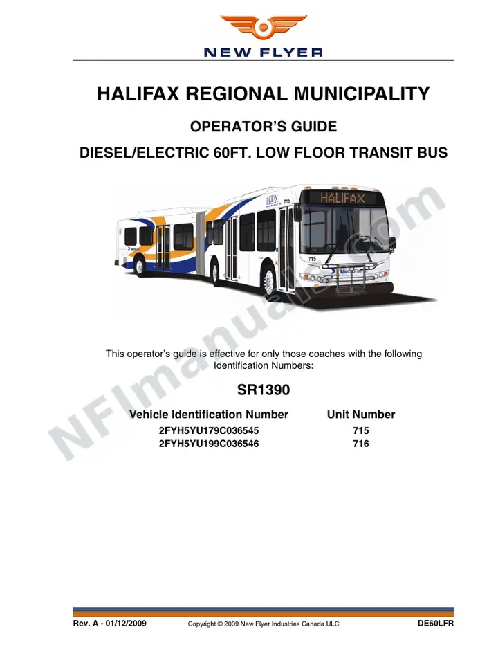 New Flyer DE60LFR Manual Package - Halifax Regional Municipality included manual preview