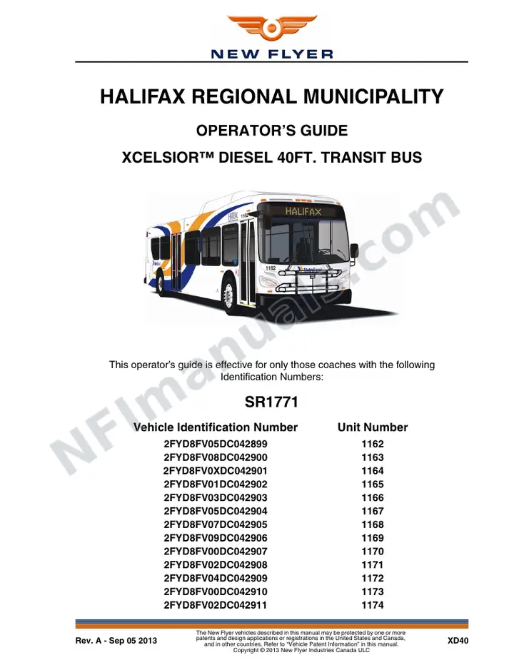 New Flyer XD40 Manual Package - Halifax Regional Municipality included manual preview