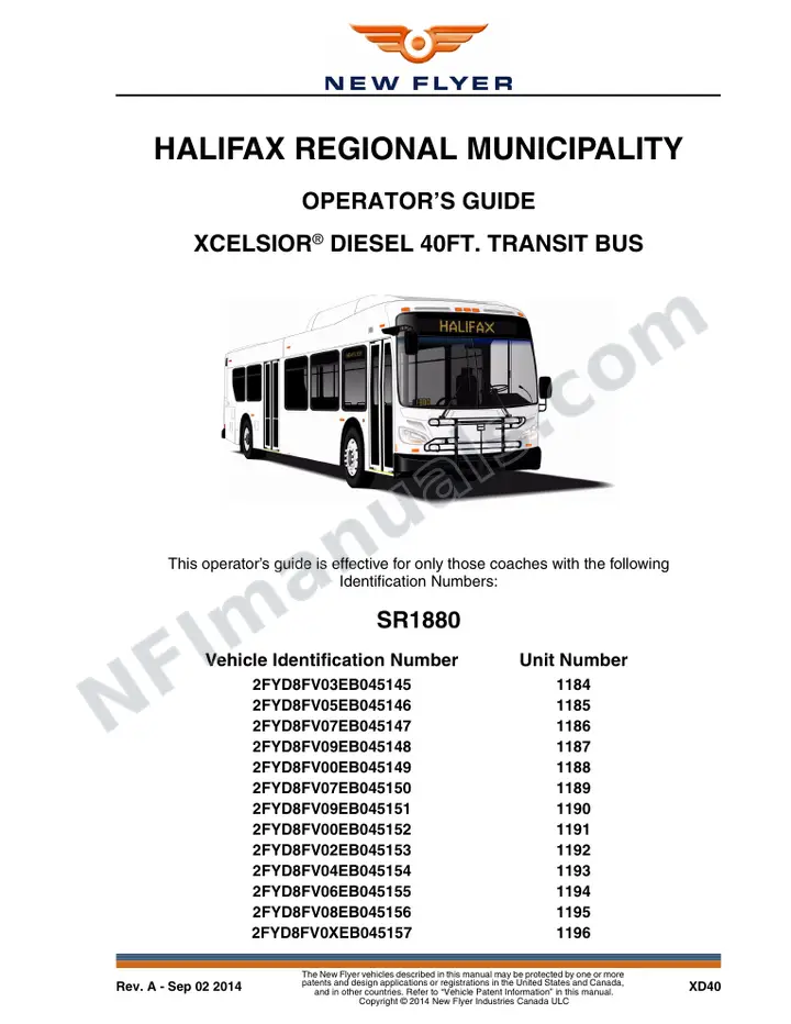 SR1880 Operator's Guide, Halifax Regional Municipality first-page preview
