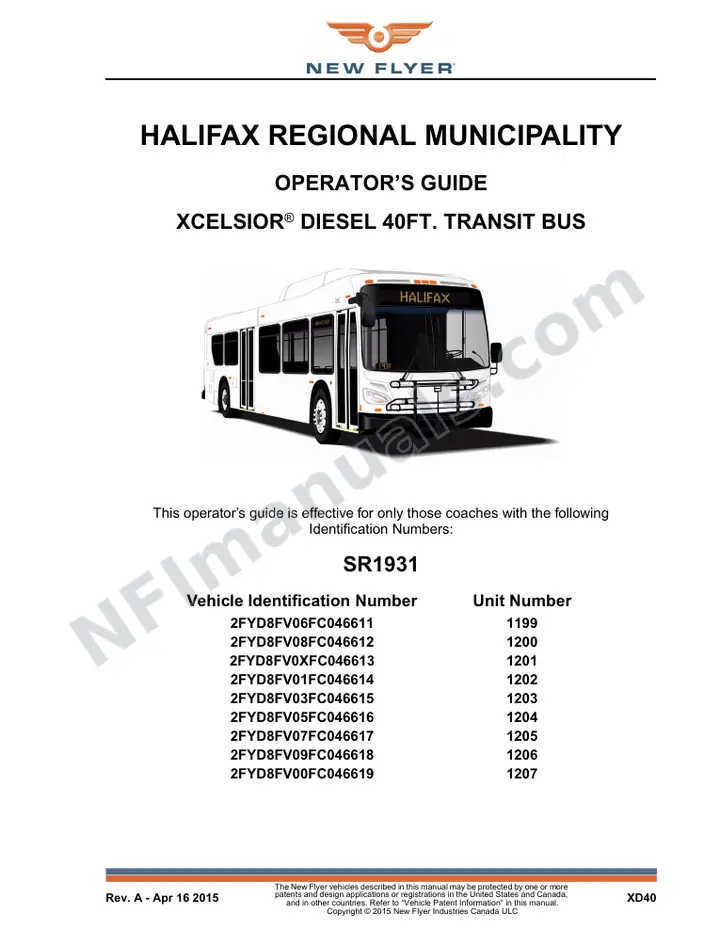 SR1931 Operator's Guide, Halifax Regional Municipality first-page preview