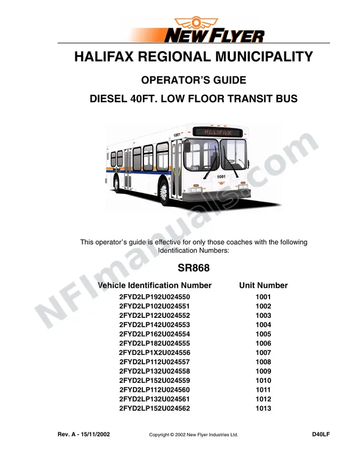 SR868 Operator's Guide, Halifax Regional Municipality first-page preview