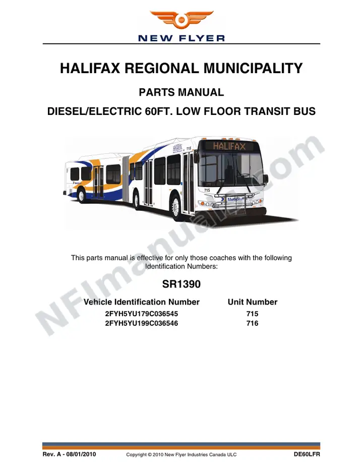 SR1390 Parts Manual, Halifax Regional Municipality first-page preview