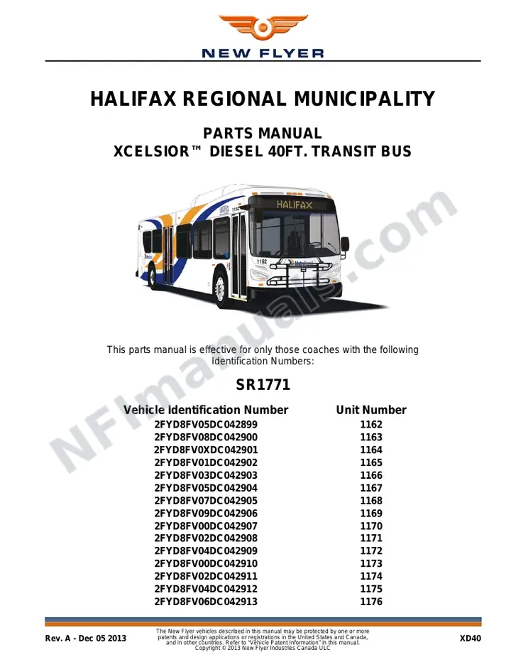 SR1771 Parts Manual, Halifax Regional Municipality first-page preview