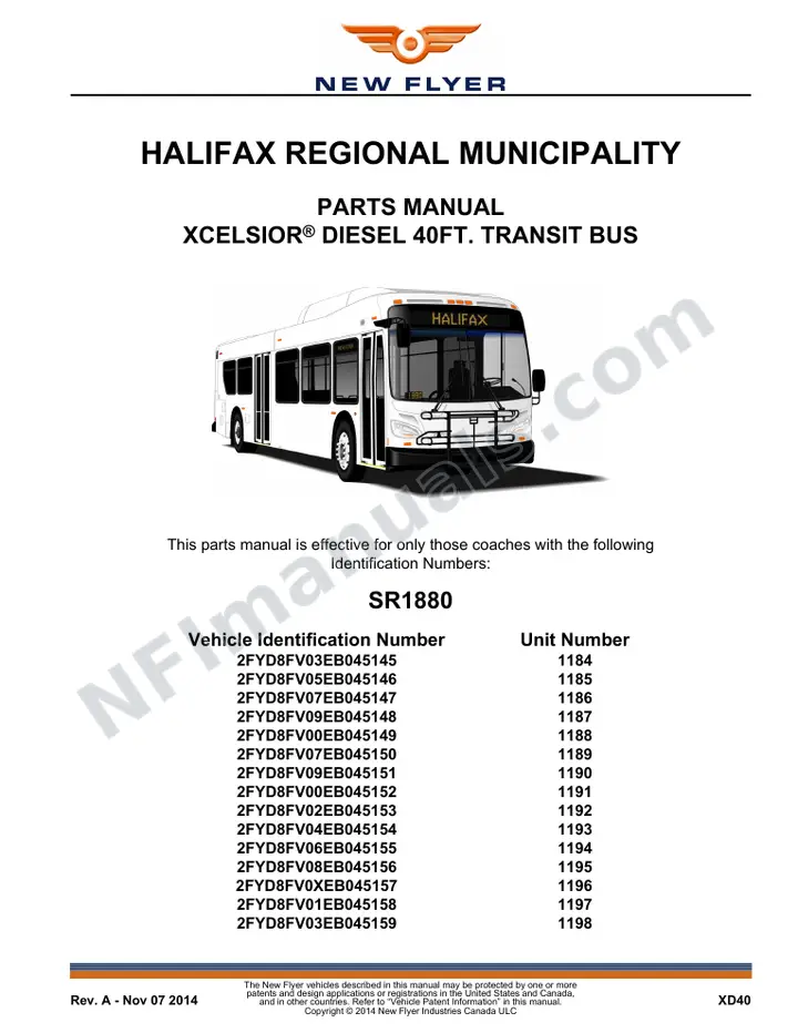 SR1880 Parts Manual, Halifax Regional Municipality first-page preview
