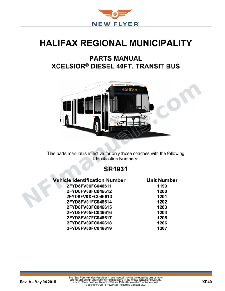 SR1931 Parts Manual, HALIFAX REGIONAL MUNICIPALITY first-page preview