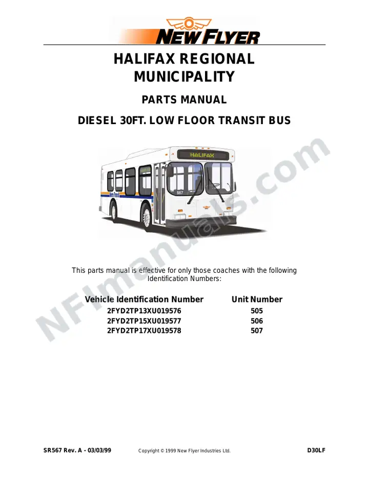 SR567 Parts Manual, Halifax Regional Municipality first-page preview