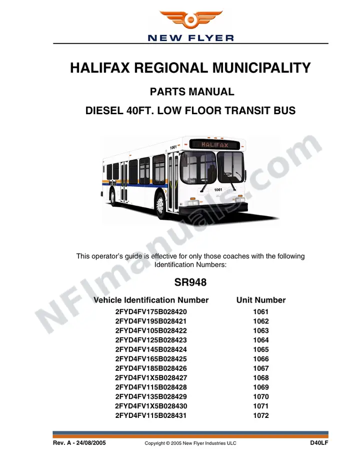 SR948 Parts Manual, Halifax Regional Municipality first-page preview