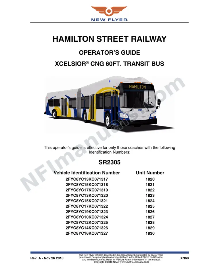 SR2305 Operator's Guide, Hamilton Street Railway first-page preview