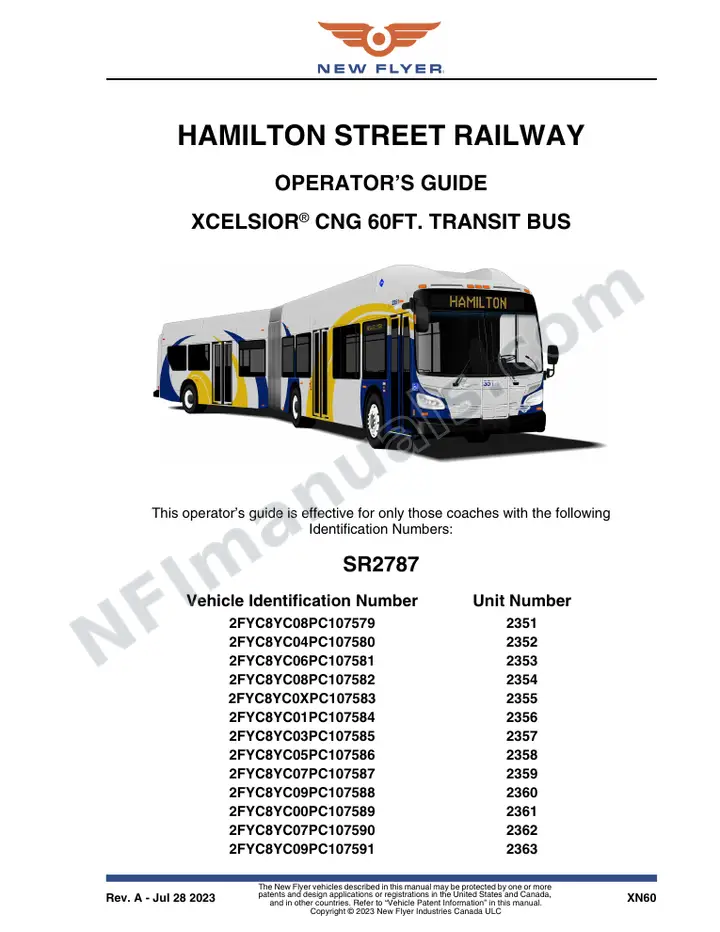 SR2787 Operator's Guide, Hamilton Street Railway first-page preview