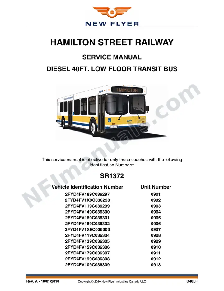 SR1372 Service Manual, Hamilton Street Railway first-page preview