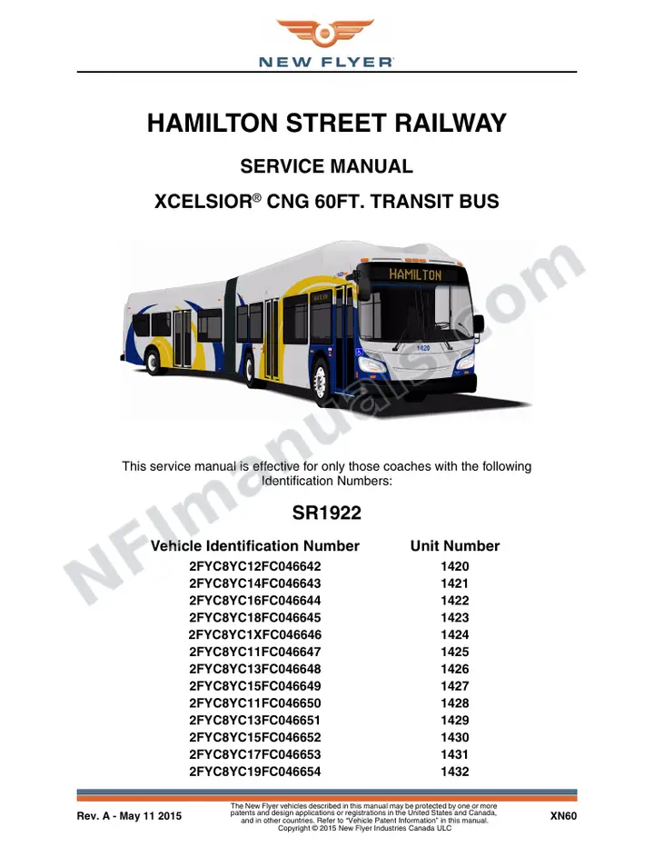 SR1922 Service Manual, Hamilton Street Railway first-page preview