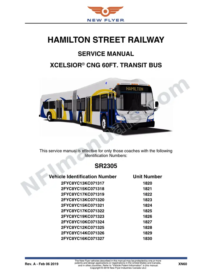 SR2305 Service Manual, Hamilton Street Railway first-page preview