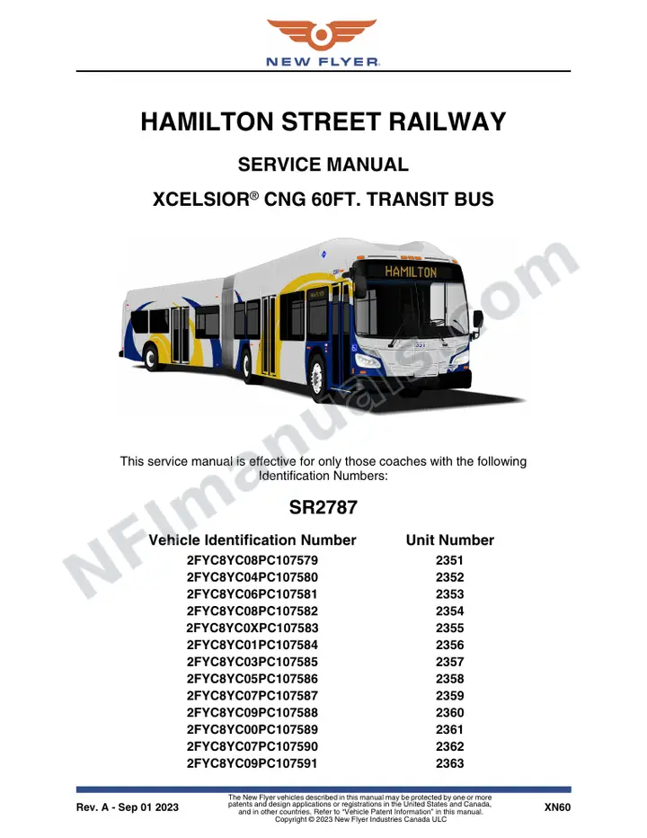 SR2787 Service Manual, Hamilton Street Railway first-page preview