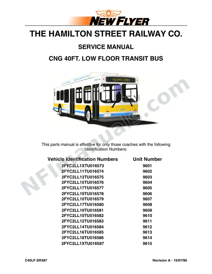 SR387 Service Manual, Hamilton Street Railway first-page preview