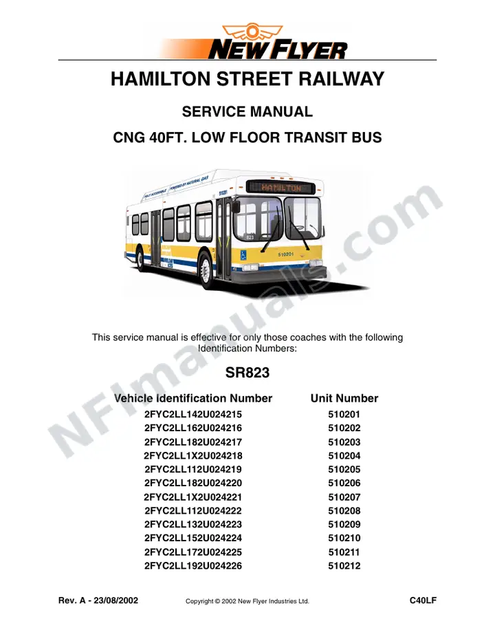 SR823 Service Manual, Hamilton Street Railway first-page preview