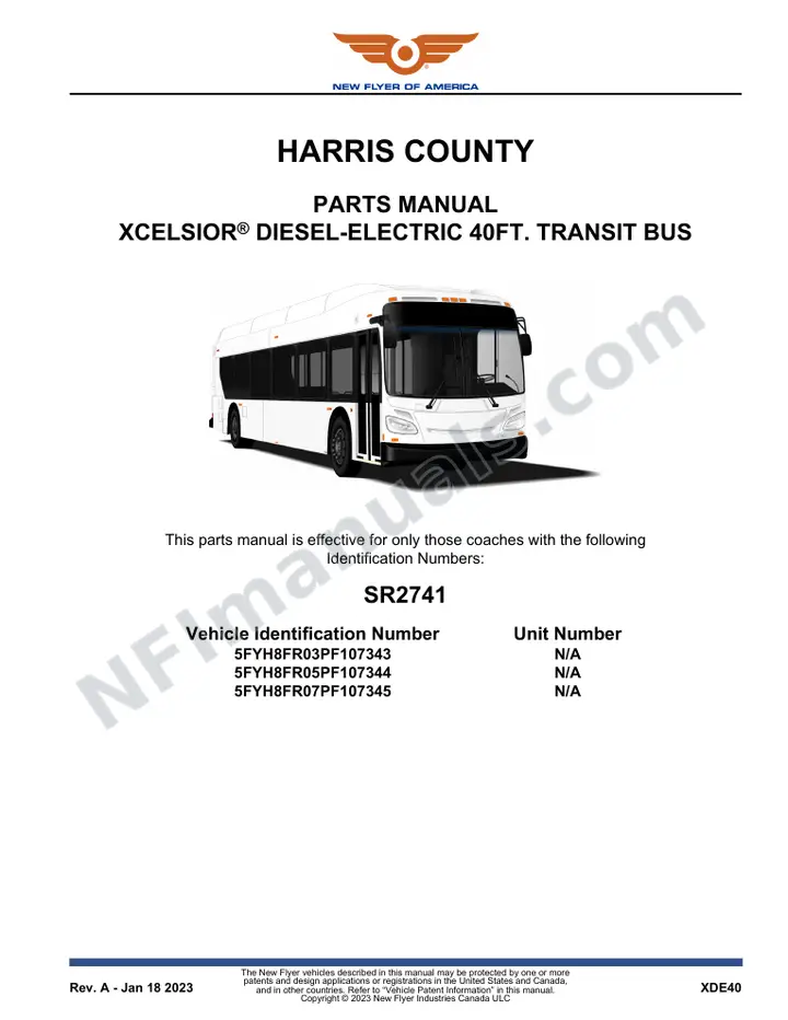 SR2741 Parts Manual, Harris County first-page preview