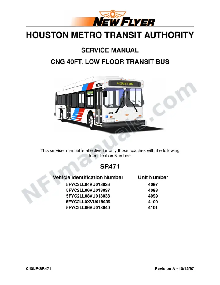 SR471 Service Manual, Houston Metro Transit Authority first-page preview