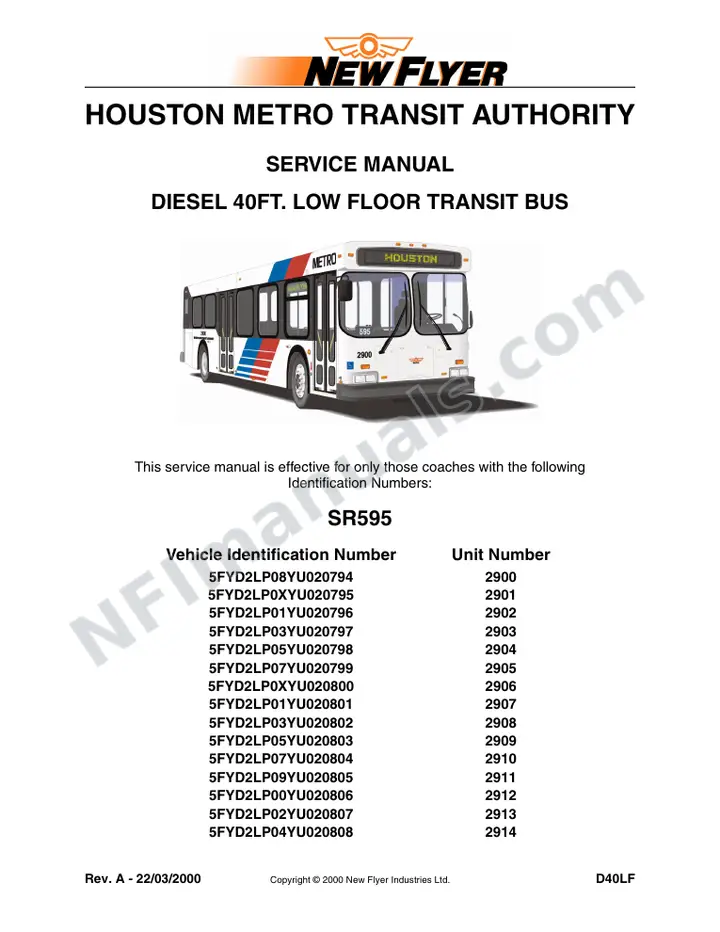 SR595 Service Manual, Houston Metro Transit Authority first-page preview
