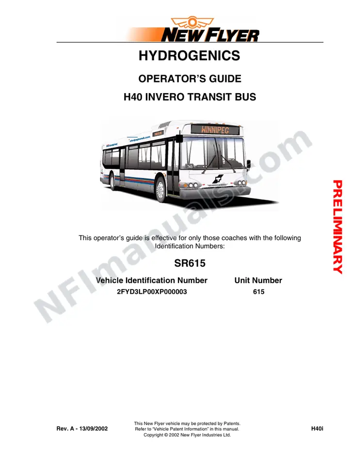 SR615 Operator's Guide, Hydrogenics first-page preview