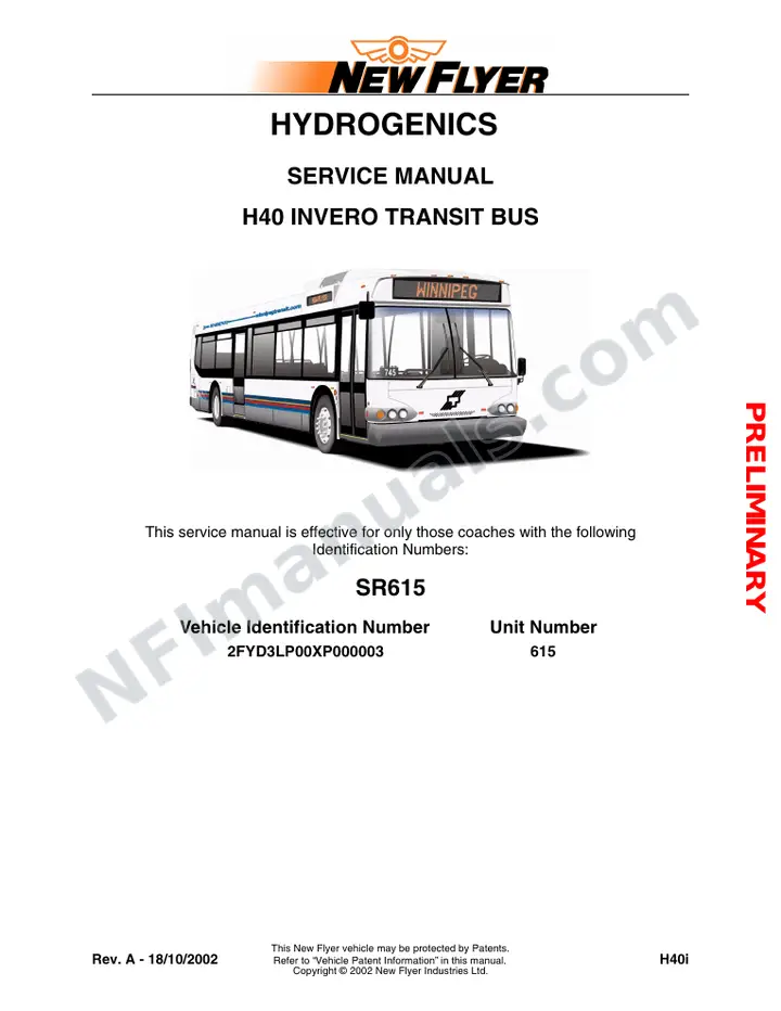 SR615 Service Manual, Hydrogenics first-page preview
