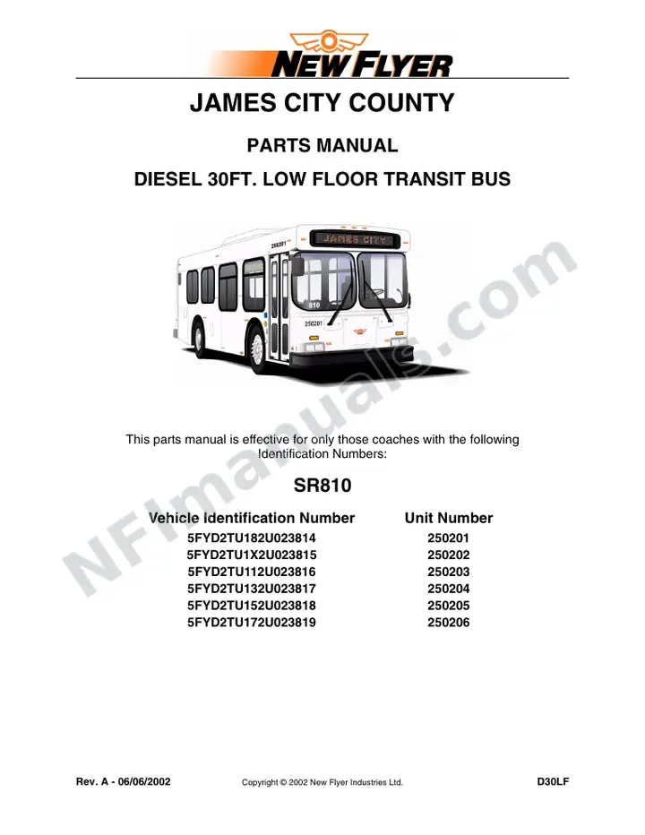 SR810 Parts Manual, James City County first-page preview