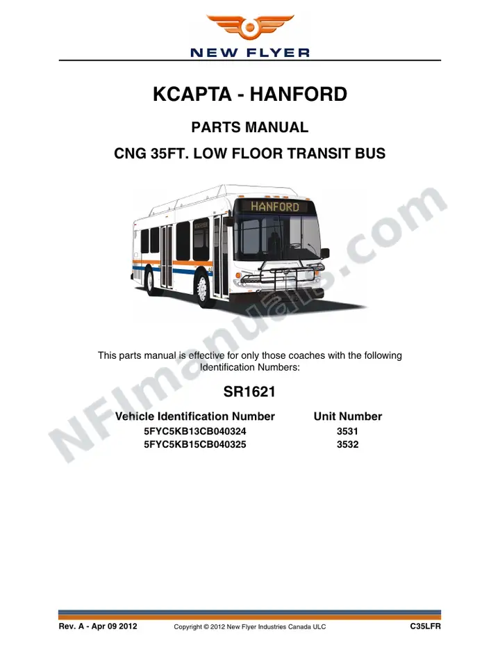 SR1621 Parts Manual, KCAPTA - Hanford first-page preview