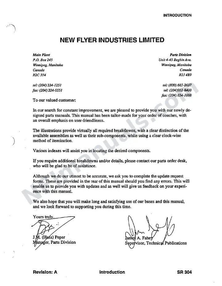 SR304 Parts Manual, Keeshin Transportation first-page preview