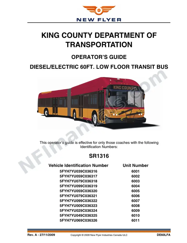 SR1316 Operator's Guide, King County Department of Transportation first-page preview