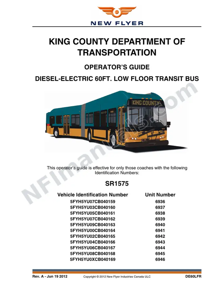 SR1575 Operator's Guide, King County Department of Transportation first-page preview