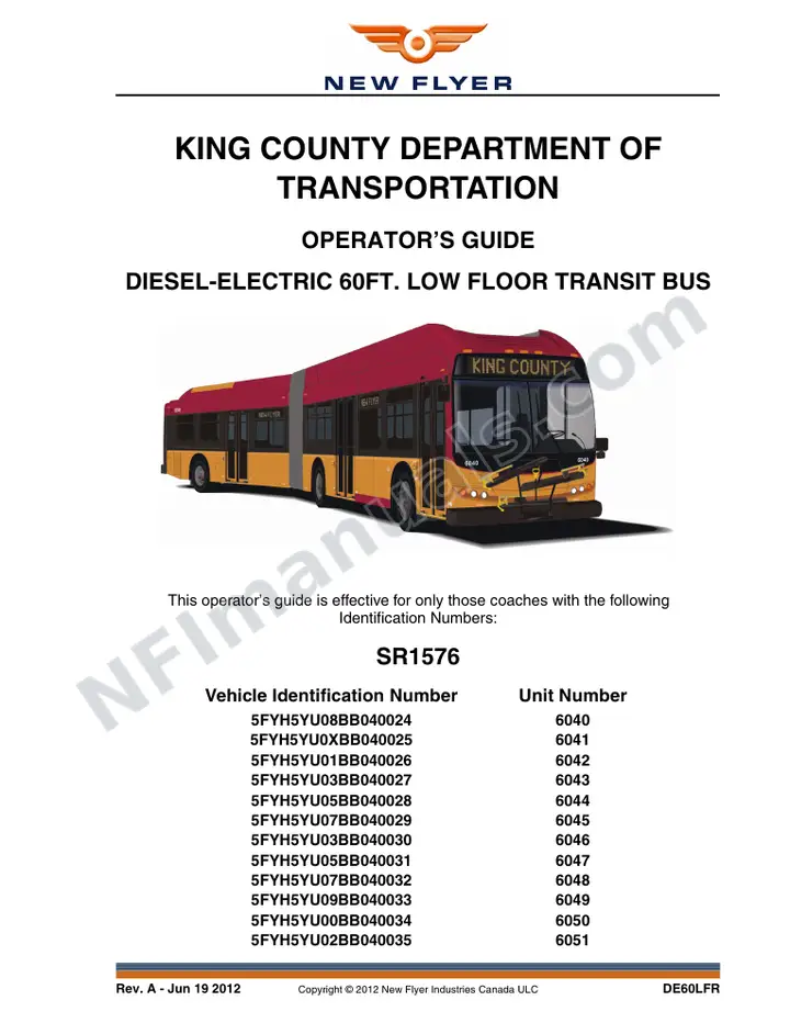 SR1576 Operator's Guide, King County Department of Transportation first-page preview